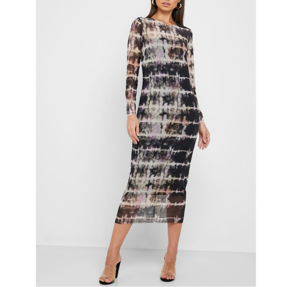 nwt Topshop Sheer Tie Dye Midi Dress 8-10